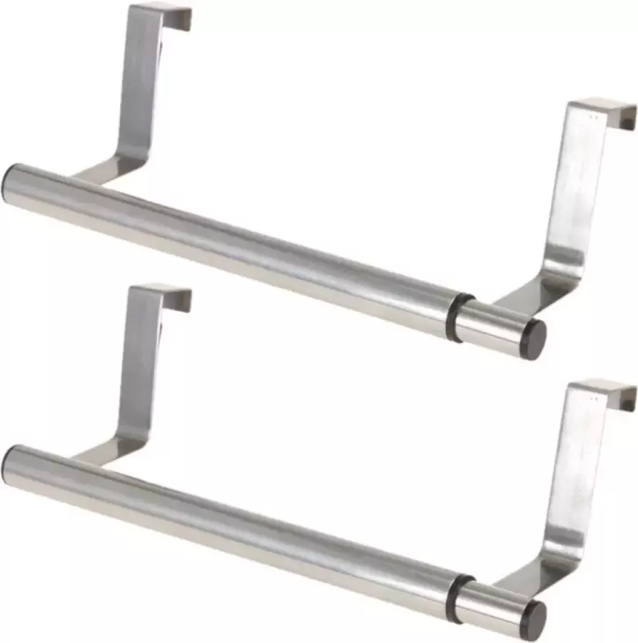 Set van 2x stuks RVS kapstok deurhangers uitschuifbaar 40 cm 25 tot 40 cm