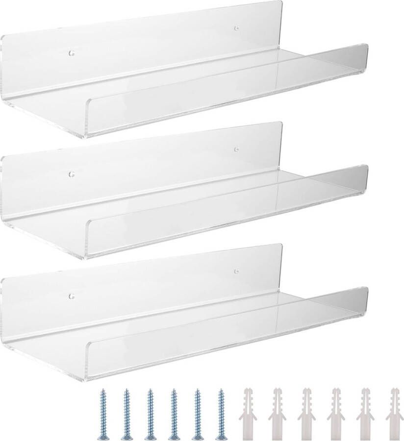 Set van 3 acryl badkamerplanken 30 cm onzichtbare acryl plank acryl wandplank helder kleine wandplanken zwevende keukenplank voor badkamer keuken kantoor woonkamer en slaapkamer