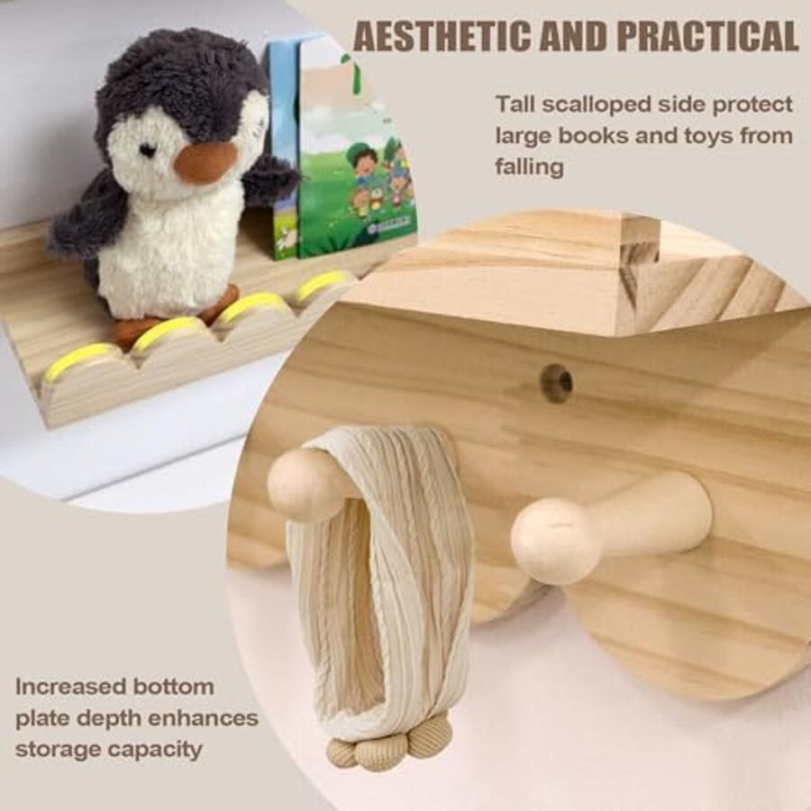 Set van 3 geschulpte wandplanken voor kinderkamer ruimtebesparend en veelzijdig