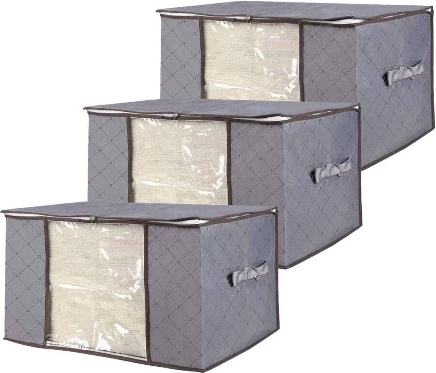 Set van 3 grote opbergzakken opvouwbare kledingopslag onder het bed opbergruimte met versterkte handgreep opbergruimte voor dekbedden kleding dekens kussens dekbedden