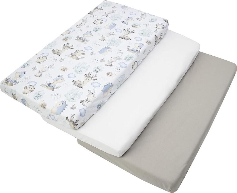 Set van 3 hoeslakens hoeslaken 60 x 120 cm 100% katoen babybeddengoed babymatras slaapzak kinderbed babybed