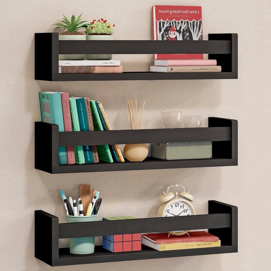 Houten Wandplanken Set Kinderboekenkast 3 Stuks Bruin 41 cm