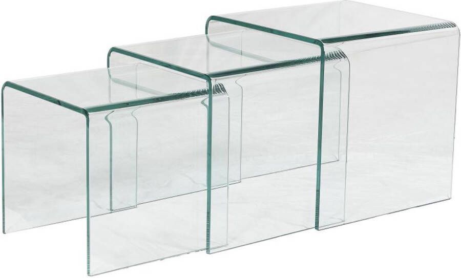 Vente-unique Set van 3 inschuifbare bijzettafels MINKA glas L 42 cm x H 42 cm x D 42 cm - Foto 3