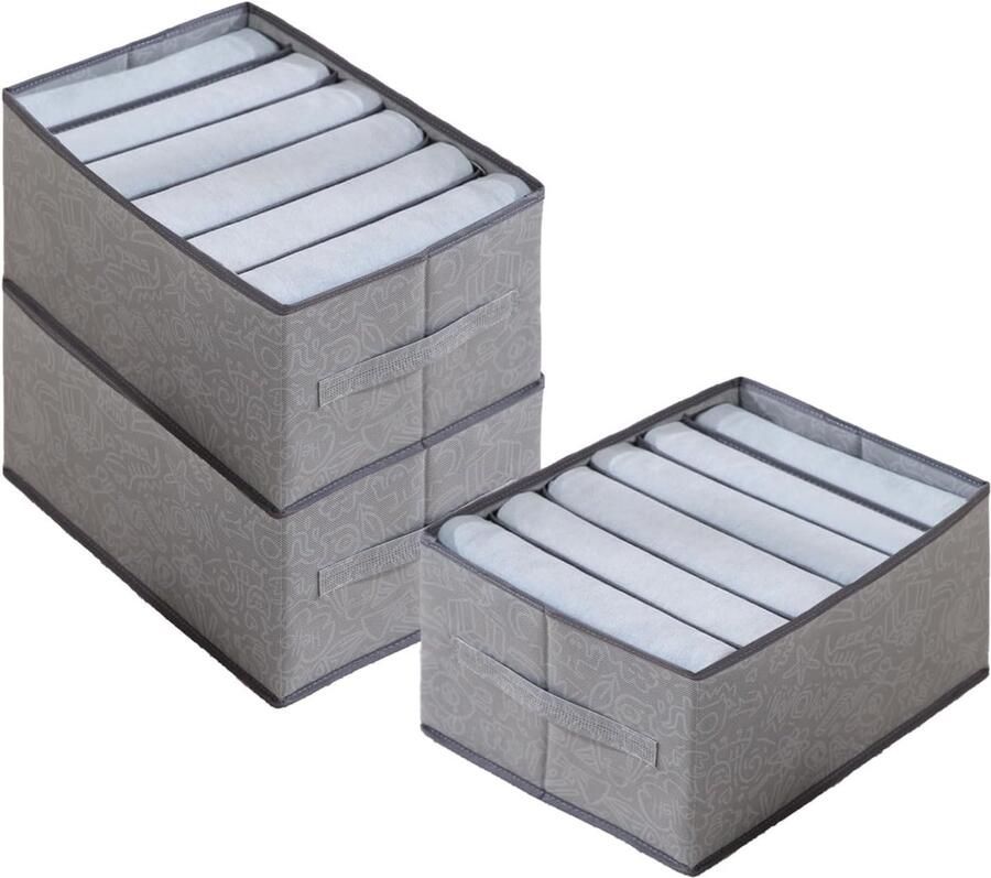 Set van 3 kledingkastorganizers voor kleding opvouwbare opbergdoos lades organizersysteem kledingkastorganizer dozen kledingkast voor kleding overhemden broeken ondergoed grijs