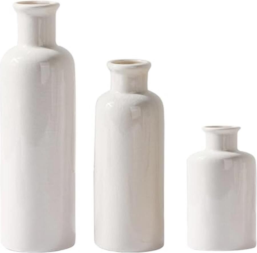 Set van 3 Kleine Scandinavische Keramische Vazen voor Eettafel Decoratie