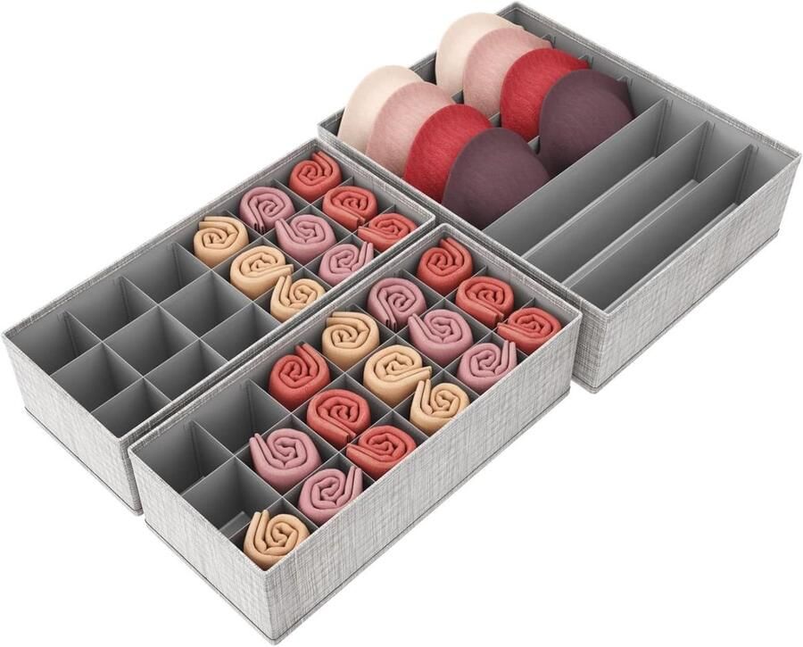 Set van 3 Lade Organizers Garderobe Organizer voor Kast Verschoontafel Lades voor Dassen Kinderkleding Sokken en Ondergoed