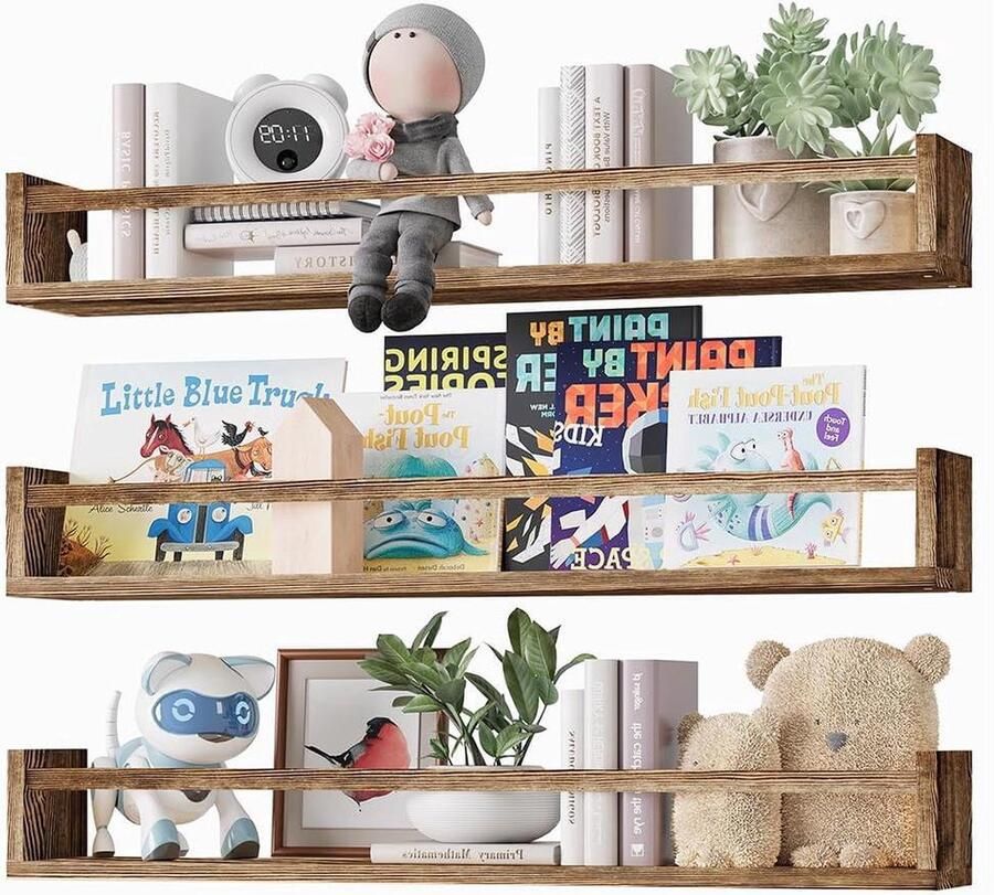 Set van 3 Multifunctionele Houten Wandplanken Ruimtebesparend 3 stuks Eiken 60 cm