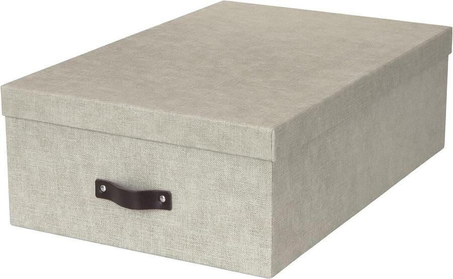 Set van 3 opbergdozen met deksel in linnenlook beige voor slaapkamer en badkamer