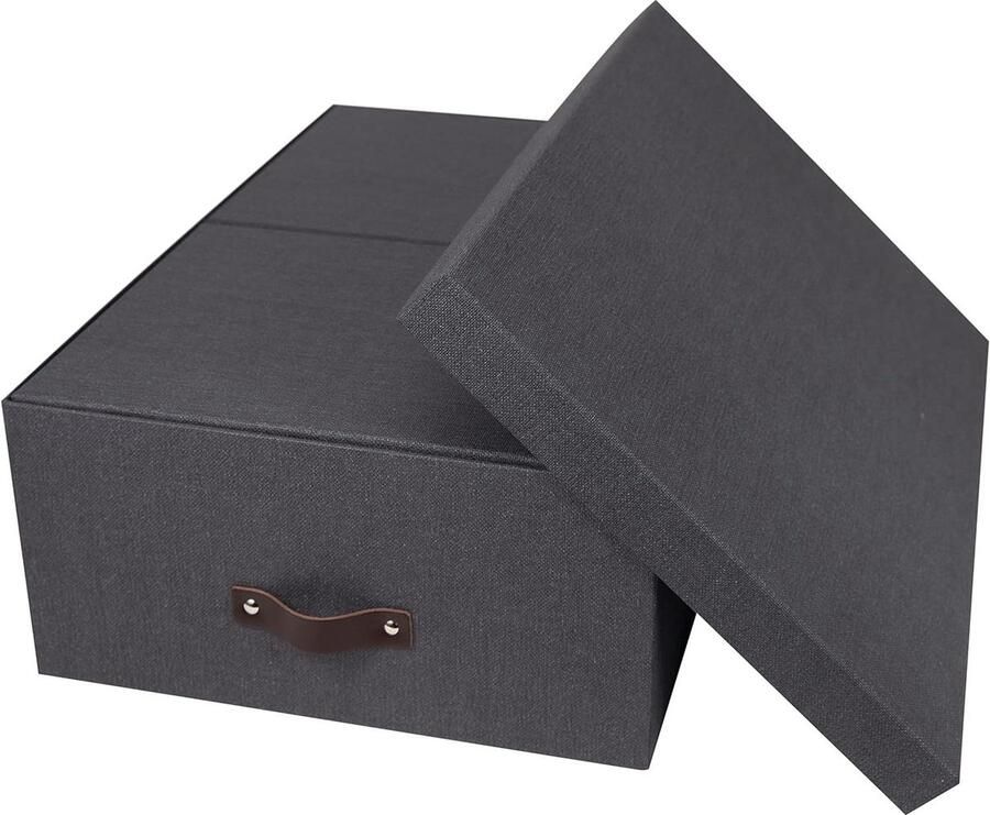 Set van 3 opbergdozen met deksel voor slaapkamer kinderkamer werkruimte of badkamer linnenlook zwart