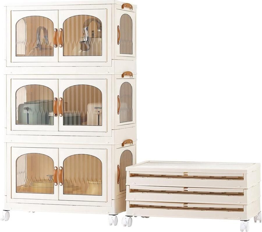 Set van 3 opbergdozen multifunctioneel wit kunststof