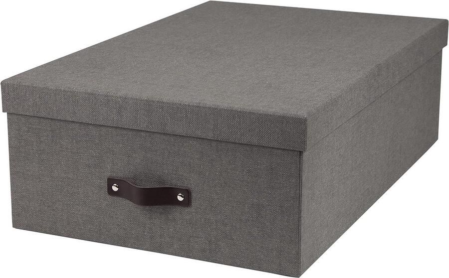 Set van 3 opbergdozen opbergbox met deksel linnenlook grijs slaapkamer opbergkisten