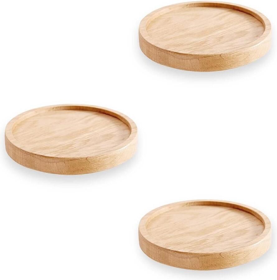 3 stuks ronde zwevende houten wandplanken met schroeven wanddecoratie voor bloempot of vaas (14 cm) Beside shelf