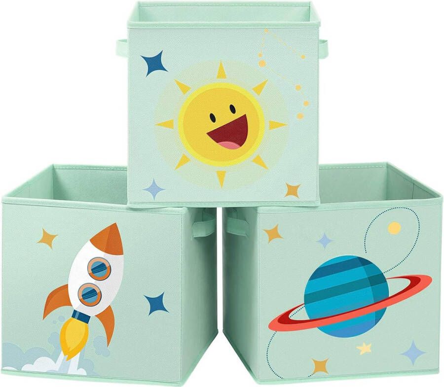 Set van 3 stoffen opbergdozen speelgoedorganizer opvouwbaar met 2 handgrepen voor kinderkamer speelkamer slaapkamer 30 x 30 x 30 cm