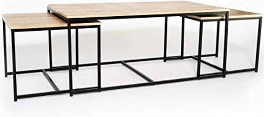 Set van 3 uittrekbare salontafels Detroit 113 cm industrieel design