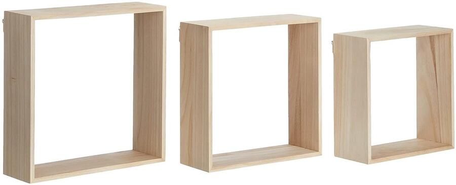 Set van 3 vierkante houten planken beige ideaal voor kinderkamer
