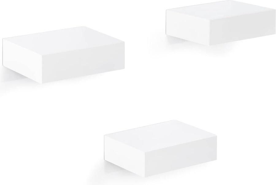 Set van 3 wandplanken galeriedisplay zwevende plank wit klein vrij zwevend wanddecoratie voor woonkamer slaapkamer kinderkamer hoogglanzend van MDF 10 5 x 7 x 3 cm