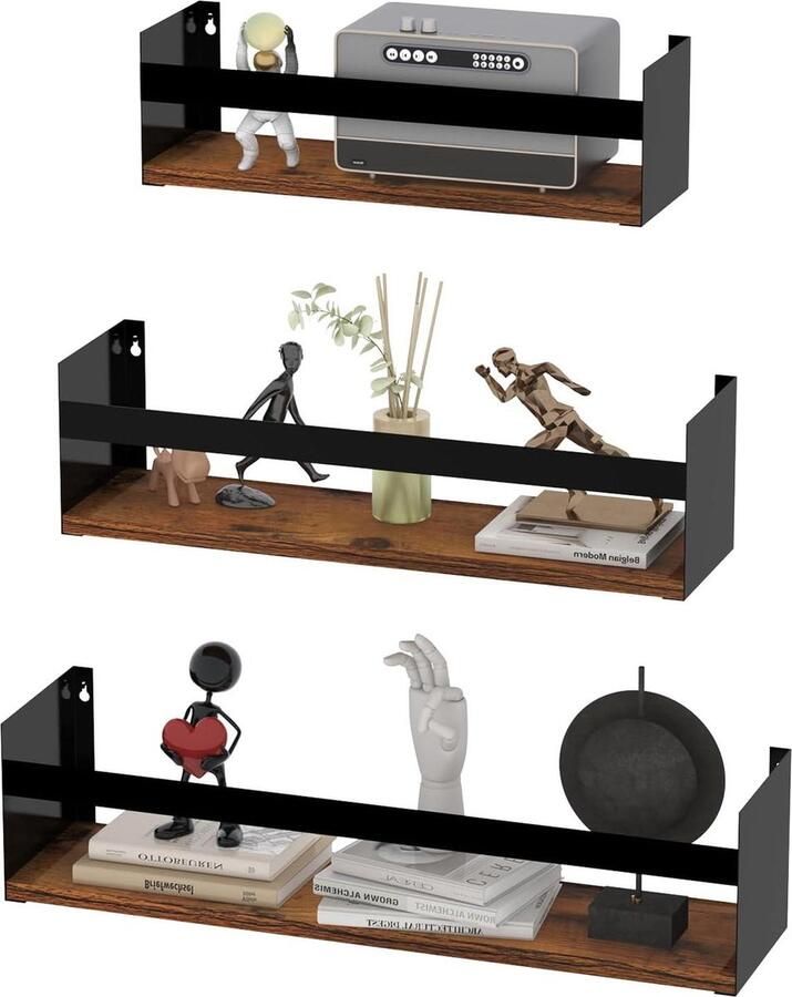 Set van 3 wandplanken Zwart 60 cm Stijlvol en multifunctioneel