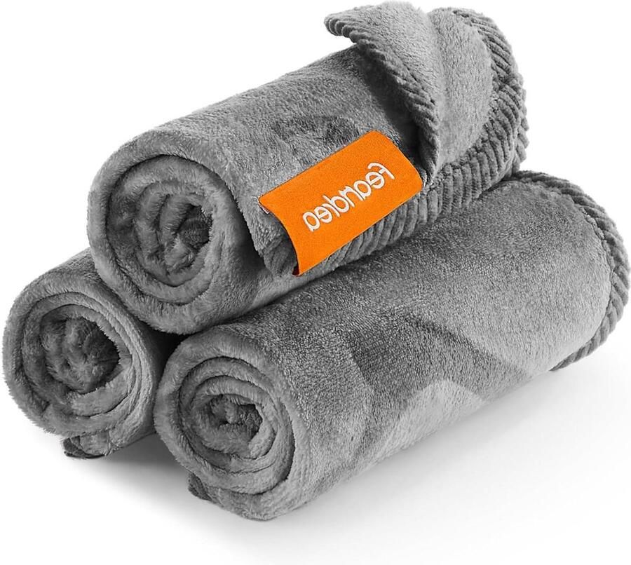 Set van 3 wasbare huisdierdekens XS 60 x 40 cm voor katten en kittens Flanel beschermdeken voor bank Leisteengrijs PPB011G01