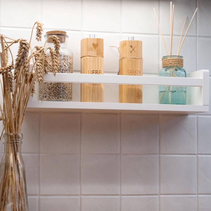 Set van 3 witte boekenplanken van massief hout kinderkamer badkamer keuken appartement wandplank voor speelgoed foto's en boeken Afgeronde hoeken