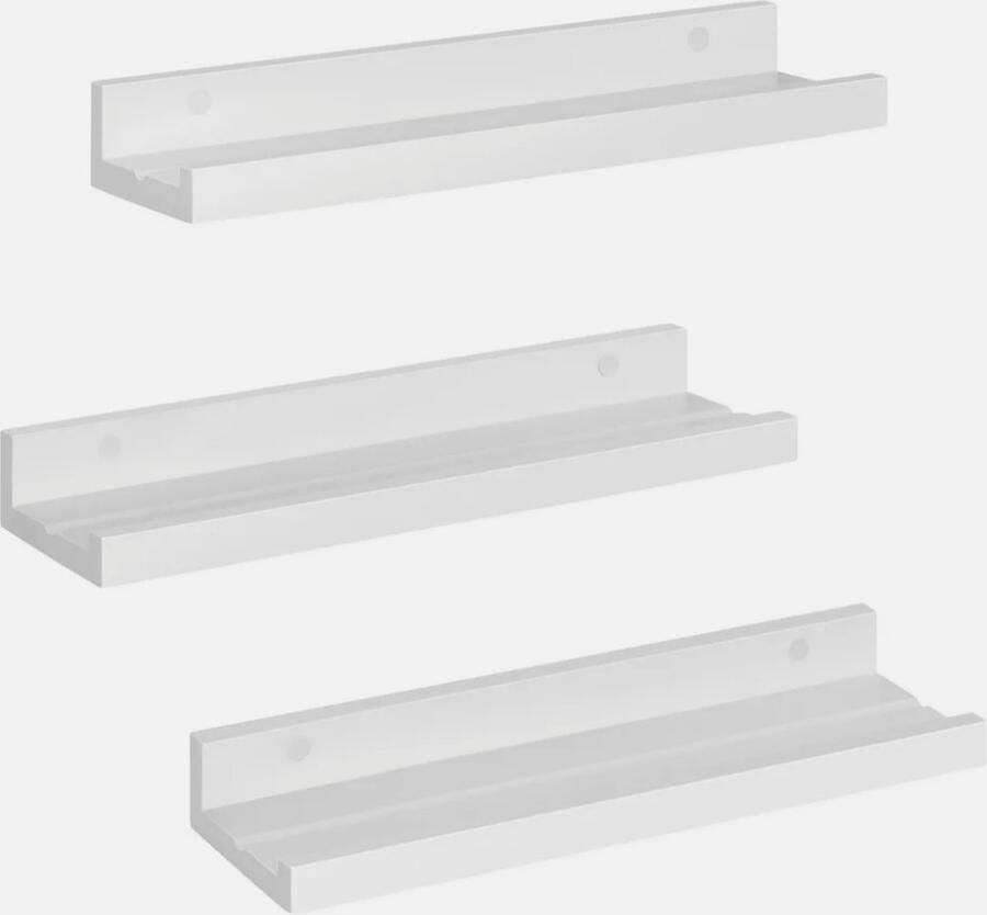Set van 3 Zwevende Wandplanken – 40 x 12 x 5 cm – Moderne Wandrekken van MDF – Draagkracht 10 kg per plank – Decoratieve Wandplank voor Woonkamer Slaapkamer of Keuken – Wit