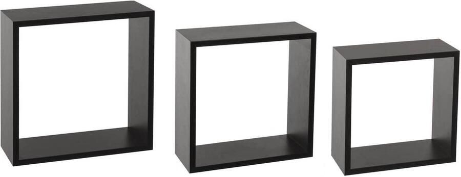 Set van 3 zwevende wandplanken zwart MDF-hout