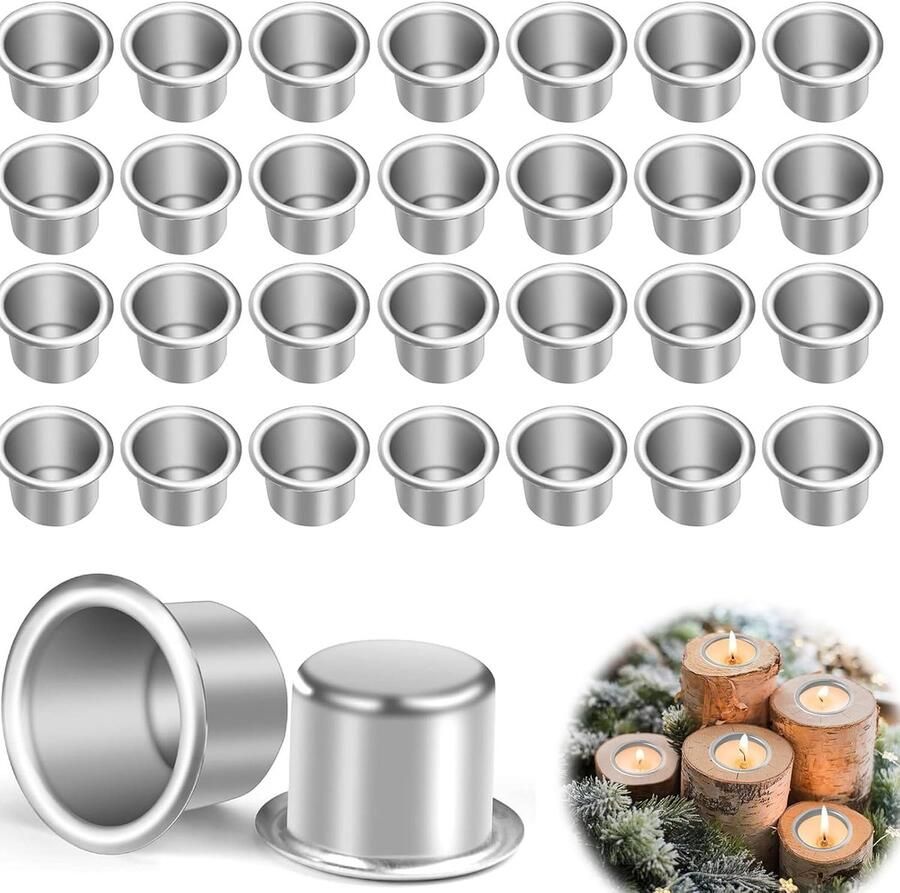 Set van 30 Mini Metalen Kandelaars Decoratieve Kaarsenhouders voor Tafel- Boom- en Verjaardagskaarsen