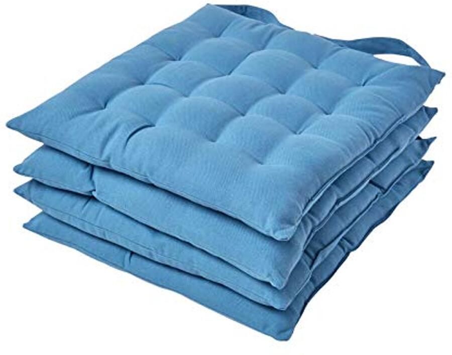 Set van 4 Air Force Blue Katoenen Zitkussens voor Eetkamerstoelen