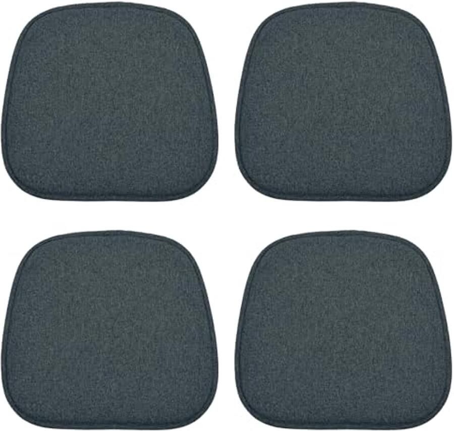 Set van 4 Antislip Stoelkussen Wasbare Kussens voor Eetkamerstoelen Tuin en Binnen 41 x 39 cm Zwart