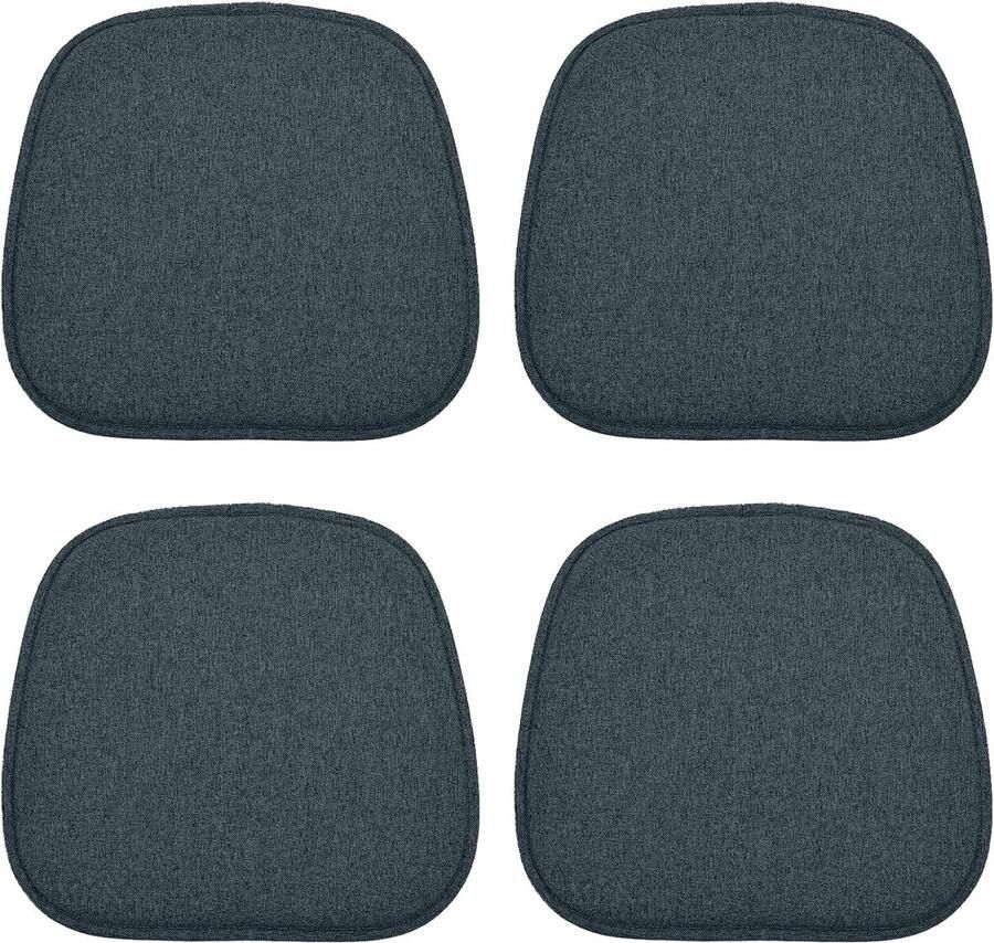 Set van 4 antislip stoelkussens voor eetkamerstoelen wasbaar zitkussen voor stoelen op kantoor buiten binnen tuin 41 x 39 cm zwart