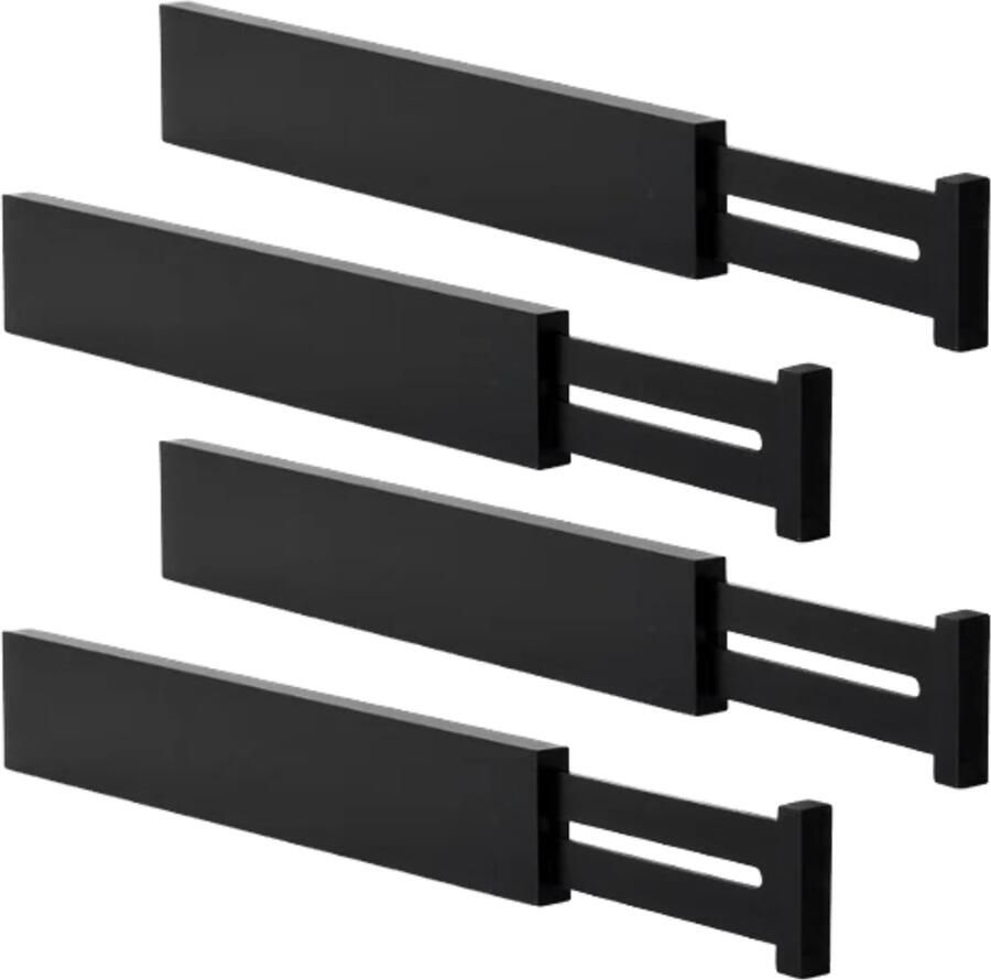 Set van 4 Bamboe hout zwart Verstelbare Lade Verdeler 42.2cm-55.2 kledingkast kleding lade keuken slaapkamer organizer