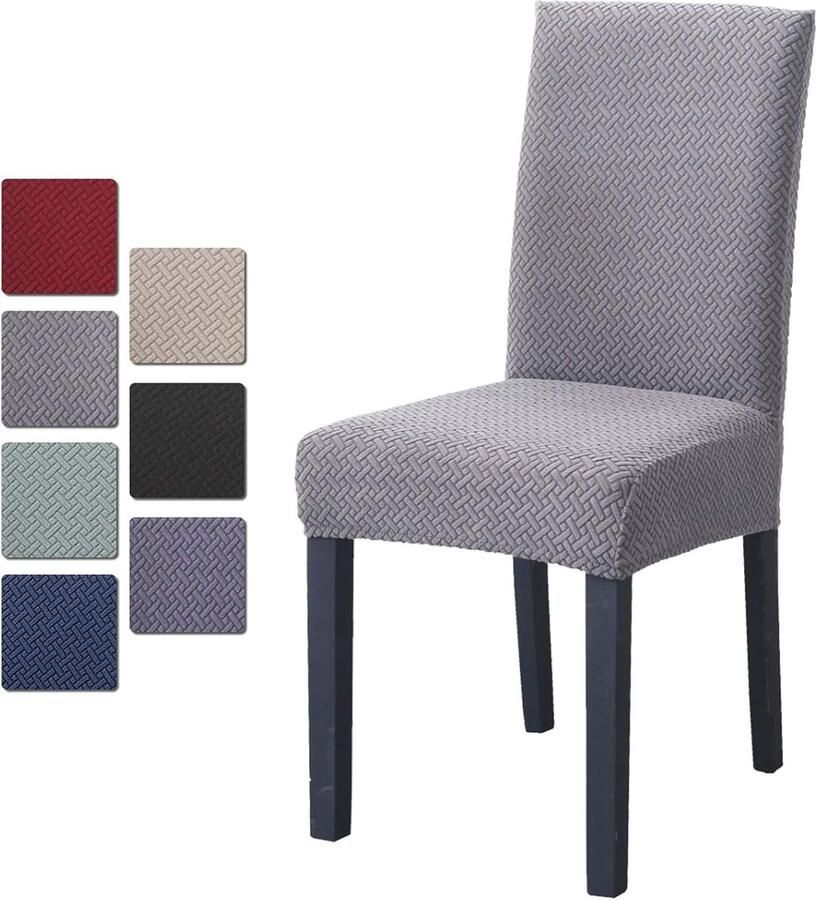 Set van 4 bedrukte spandex stoelhoezen Elastisch afneembaar wasbaar rekbaar voor decoratie thuis hotel restaurant lichtgrijs