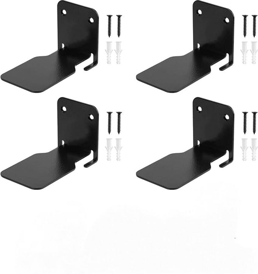 Set van 4 Boekenhouder Onzichtbare Wandplank Voor Boeken Zwevende Boekenplank Hangende Wandgemonteerde boekenplanken 10.5*6.6*6cm zwart metaal