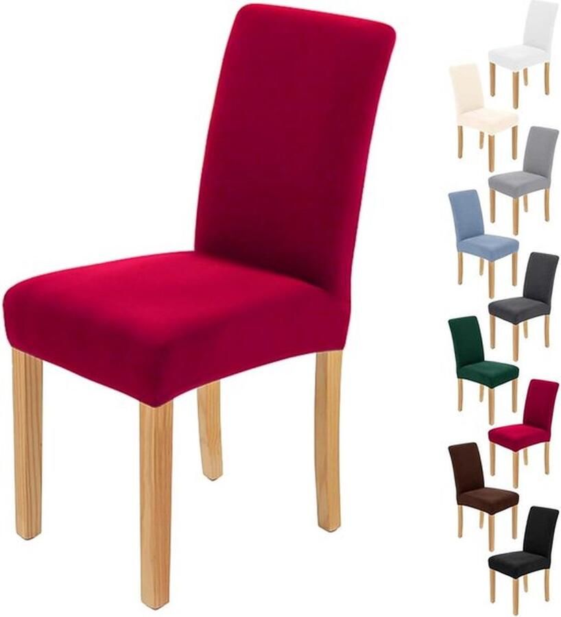 Set van 4 Bordeauxrode Elastische Stoelhoezen Universeel Afneembaar en Wasbaar Voor Eetkamer Hotel Banket Bruiloft Duurzame Feestdecoratie