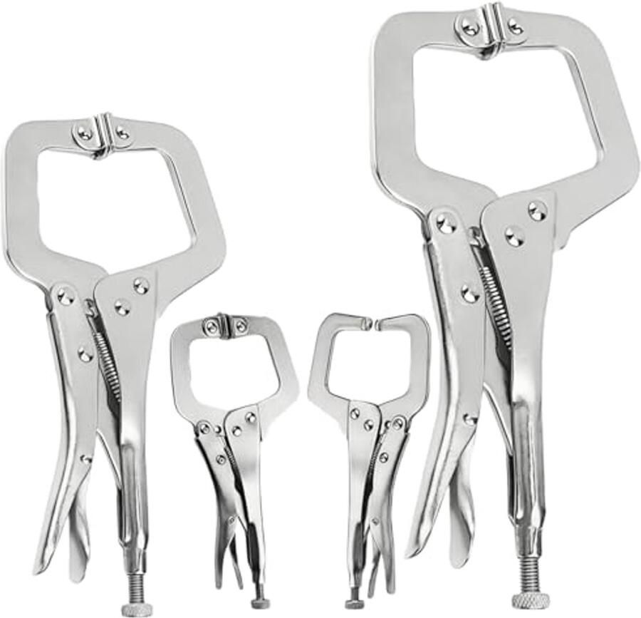 Set van 4 C-klemmen met draaibare pads 6 inch 9 inch en 11 inch zwaardere lasklemmen voor houtbewerking en elektricien onderhoud