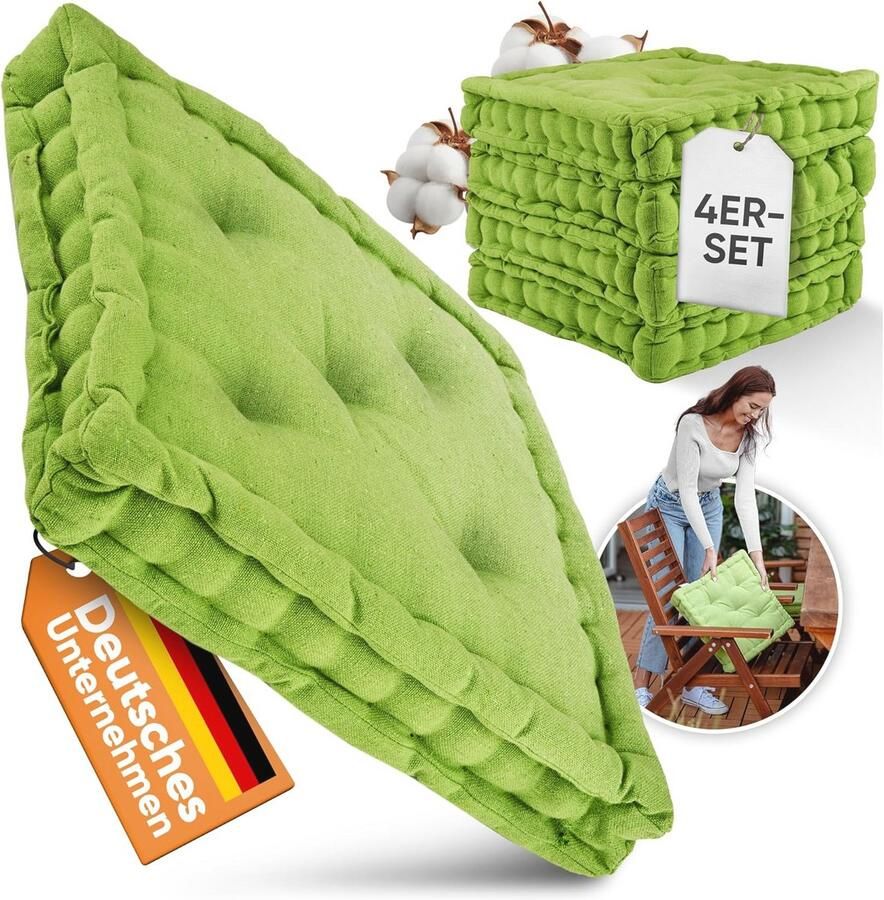 Set van 4 comfortabel zitkussens 40x40 cm voor stoelen en vloeren