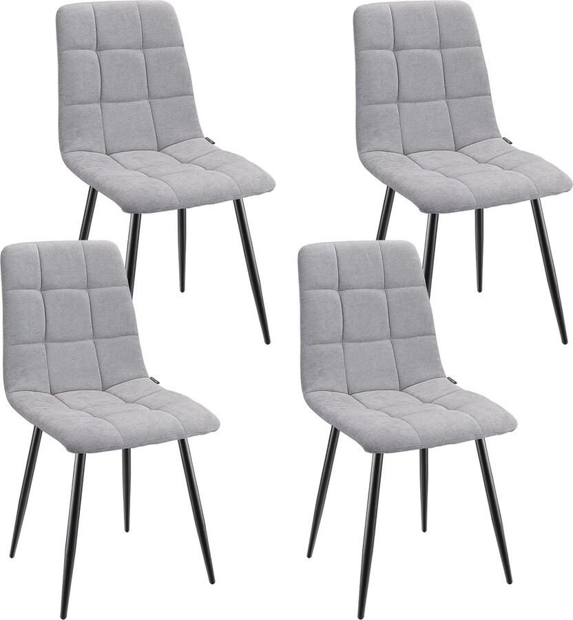 Set van 4 Comfortabele Eetkamerstoelen met Hoge Rugleuning en Metalen Voet Modern en Duurzaam Design voor Woonkamer Keuken en Ontvangstruimte