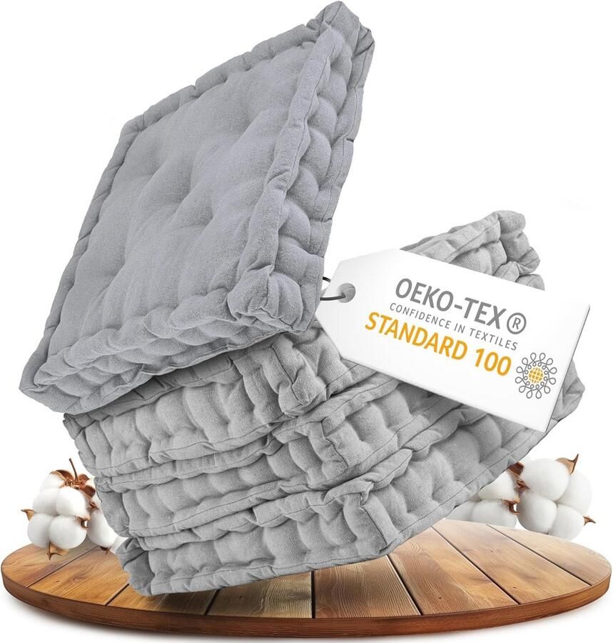 Set van 4 comfortabele zitkussens voor stoelen 40x40 cm