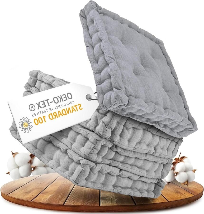 Set van 4 comfortabele zitkussens voor stoelen 40x40 cm