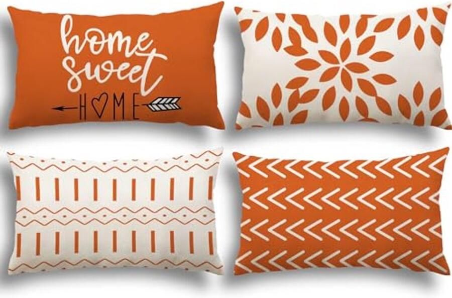 Set van 4 Decoratieve Kussenhoezen in Linnen 30x50cm voor Sofa Tuin en Bed