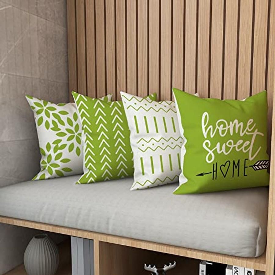 Set van 4 Decoratieve Kussenhoezen Linnen Kussenhoezen voor Sofa Tuin Bed 40x40 cm