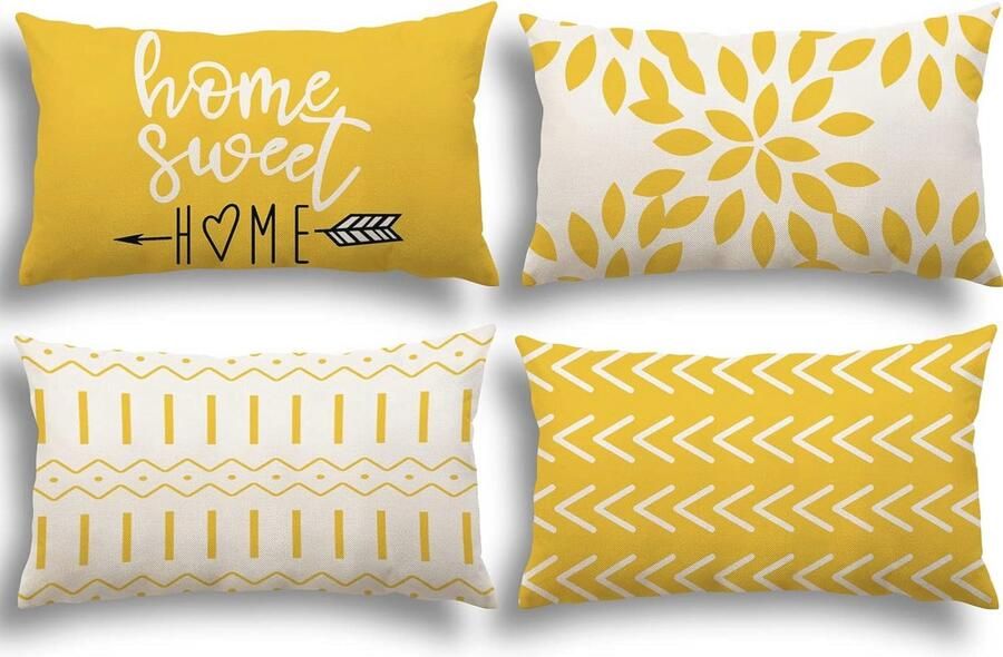 Set van 4 Decoratieve Kussenhoezen voor Sofa Tuin en Bed – Linnen Kussenhoezen 30x50cm