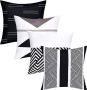Set van 4 decoratieve kussenslopen 45 x 45 cm kussenovertrekken sierkussenovertrekken patroon decoratieve kussensloop geometrie voor bank polyester wit zwart - Thumbnail 2