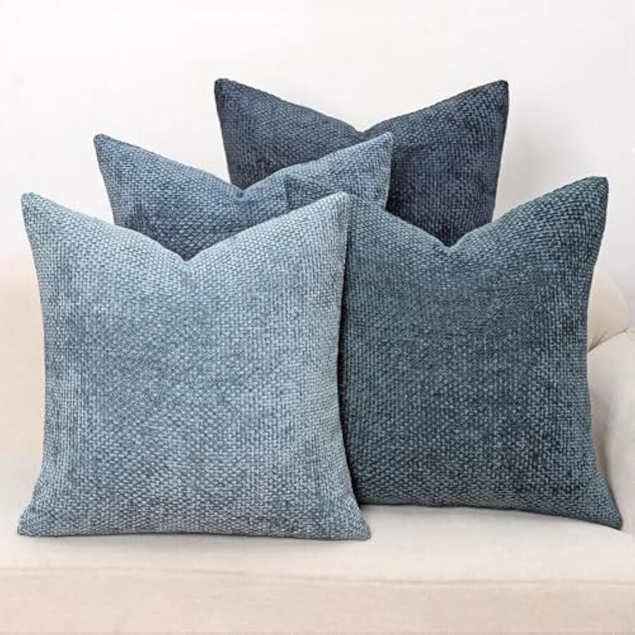 Set van 4 decoratieve kussenslopen neutraal zacht sierkussen chenille kussenslopen voor buiten boerderij boho bankkussen kussenhoes voor bank slaapkamer en woonkamer (4 neutraal