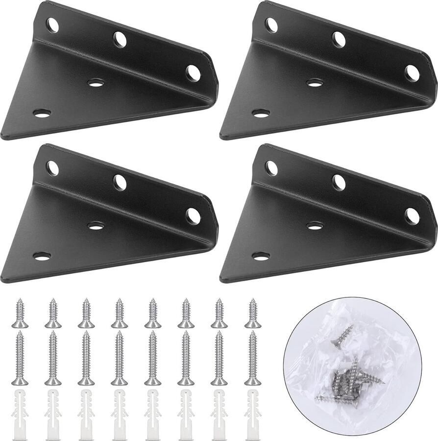 Set van 4 driehoekige plankbeugels onzichtbare zwevende verborgen plankbeugels met schroeven metalen muurbeugels robuust voor opbergplank boekenplank en keukenplank