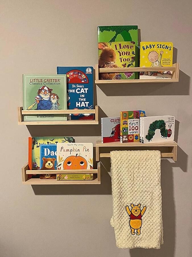 Set van 4 Drijvende Boekenplanken voor Kinderen Wandplanken Decor voor Kinderkamer en Keuken