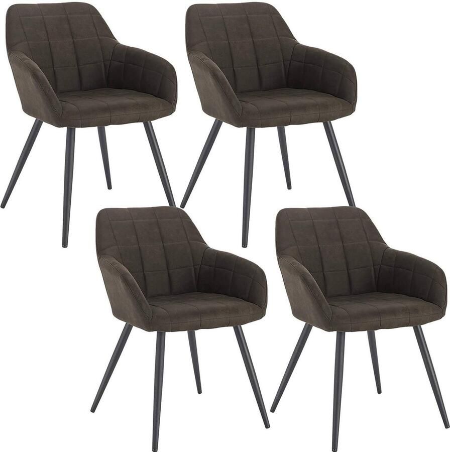 Rootz Living Rootz Set van 4 eetkamerstoelen Comfortabele zitting Stevig ontwerp Vloerbescherming Schuim met hoge dichtheid Metalen frame 49 cm x 43 cm