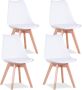 Loft Home Loft Home Set van 4 Eetkamerstoelen Eetkamerstoel 4 Stuks Stoelen Set Met Kussen Modern Wit Hout Leer - Thumbnail 2