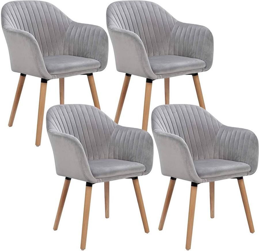 Rootz Living Rootz Set van 4 eetkamerstoelen Elegante stoelen Comfortabel zitcomfort Fluwelen bekleding Ergonomisch ontwerp Duurzaam en eenvoudig onderhoud 81 cm x 40 cm x 40 cm