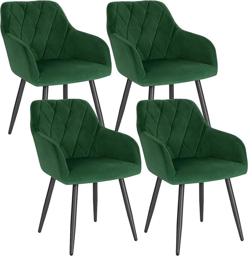 Rootz Living Rootz Set van 4 eetkamerstoelen Fauteuils Fluwelen zitting Ergonomisch comfort Luxe fluweel Stevig en duurzaam 44 cm x 42 5 cm x 85 5 cm