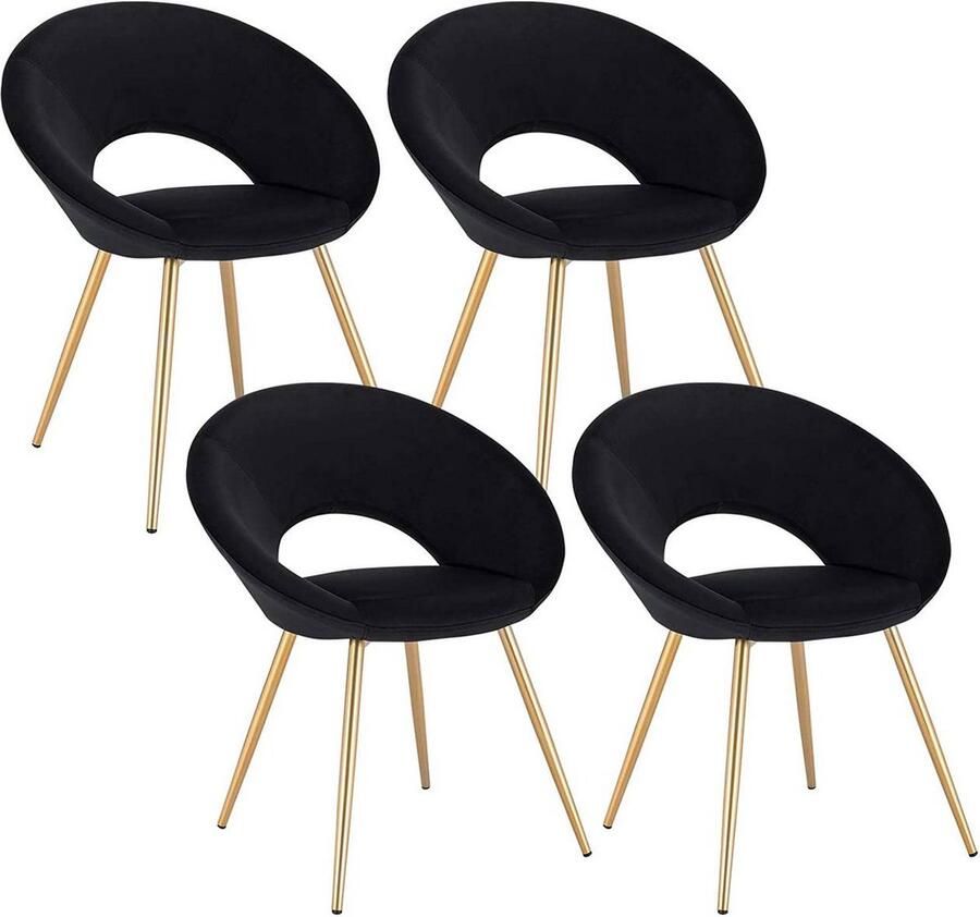 Rootz Living Rootz Set van 4 eetkamerstoelen Fluwelen bekleding Gouden metalen poten Ergonomisch ontwerp Stijlvol en modern Duurzaam en stabiel 78 cm x 35 cm x 45 cm